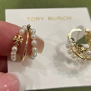 Tory Burch of Tory Burch Kira Pearl Hoop Earrings.